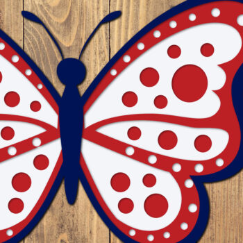 Intra απο ξύλο plywood 3mm-4mm πάχος 4 Ιουλίου Patriotic Butterfly  Δίασταση 1500x1500 cm INTRAFABR-125217824 - Image 1