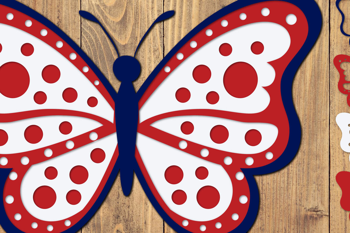 Intra απο ξύλο plywood 3mm-4mm πάχος 4 Ιουλίου Patriotic Butterfly  Δίασταση 1500x1500 cm INTRAFABR-125217824 - Image 1