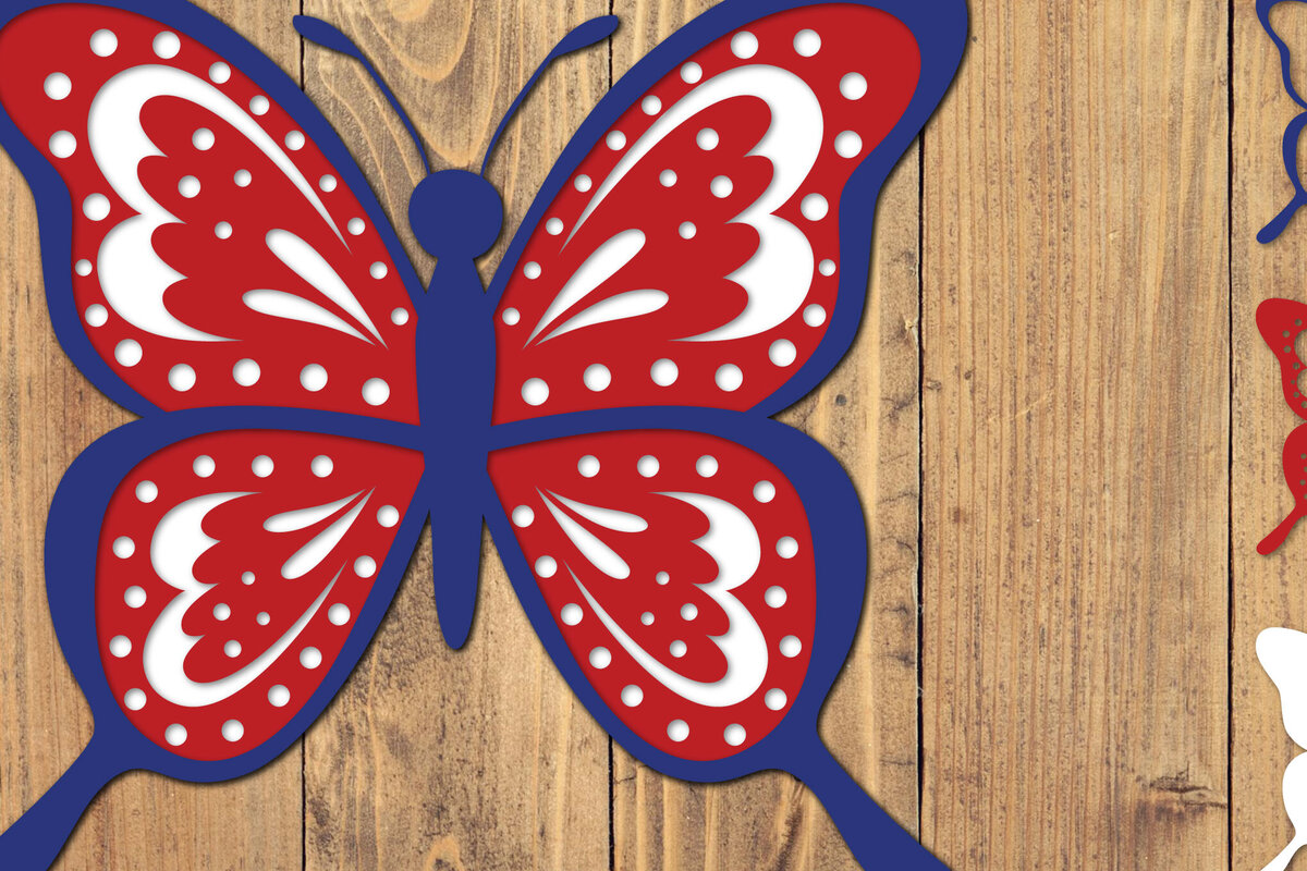 Intra απο ξύλο plywood 3mm-4mm πάχος 4 Ιουλίου Patriotic Butterfly  Δίασταση 1500x1500 cm INTRAFABR-125217829 - Image 1
