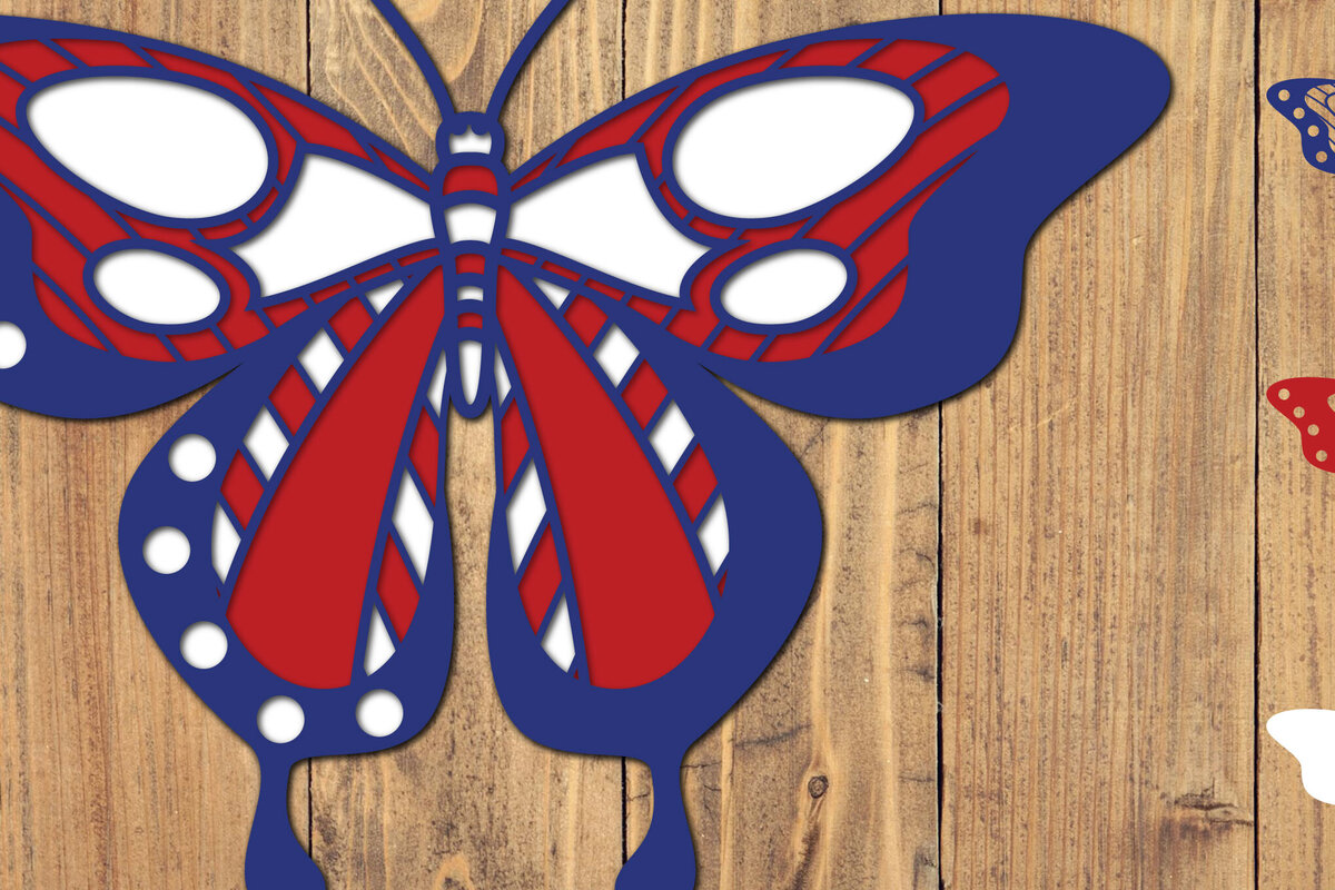 Intra απο ξύλο plywood 3mm-4mm πάχος 4 Ιουλίου Patriotic Butterfly  Δίασταση 1500x1500 cm INTRAFABR-124909050 - Image 1