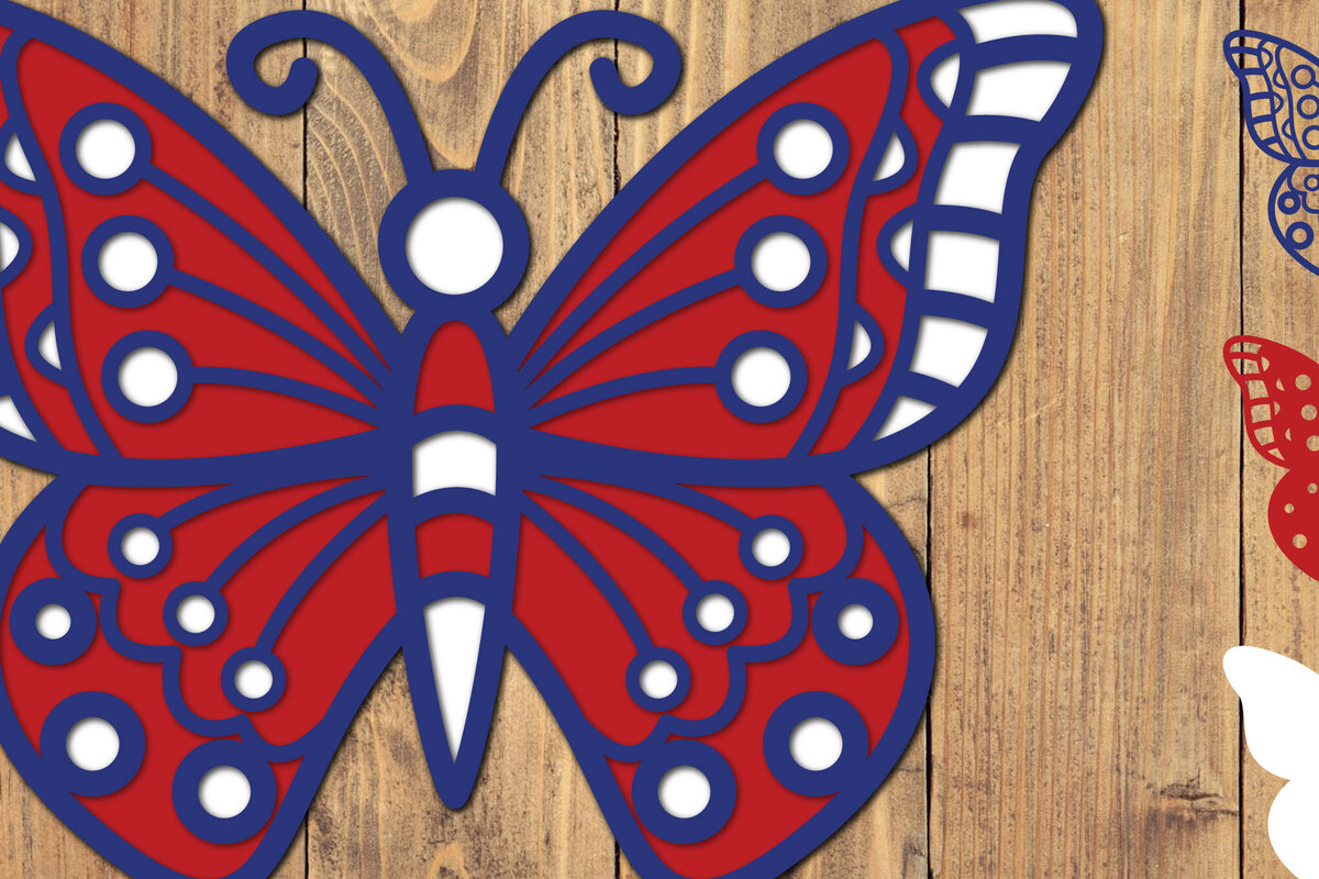Intra απο ξύλο plywood 3mm-4mm πάχος 4 Ιουλίου Patriotic Butterfly  Δίασταση 1500x1500 cm INTRAFABR-124909094