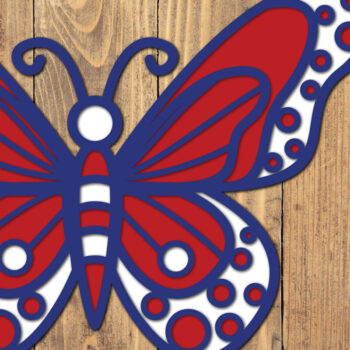 Intra απο ξύλο plywood 3mm-4mm πάχος 4 Ιουλίου Patriotic Butterfly  Δίασταση 1500x1500 cm INTRAFABR-124909123 - Image 1