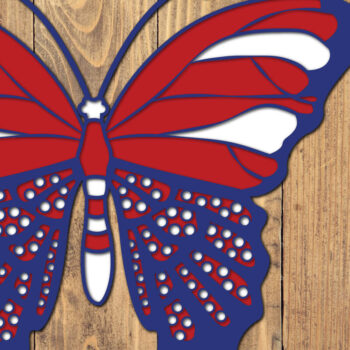 Intra απο ξύλο plywood 3mm-4mm πάχος 4 Ιουλίου Patriotic Butterfly  Δίασταση 1500x1500 cm INTRAFABR-124909147 - Image 1
