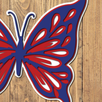 Intra απο ξύλο plywood 3mm-4mm πάχος 4 Ιουλίου Patriotic Butterfly  Δίασταση 1500x1500 cm INTRAFABR-125217703 - Image 1