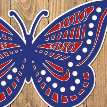 Intra απο ξύλο plywood 3mm-4mm πάχος 4 Ιουλίου Patriotic Butterfly  Δίασταση 1500x1500 cm INTRAFABR-125217747 - Image 1