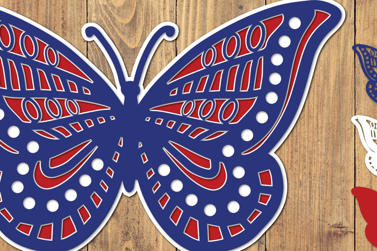 Intra απο ξύλο plywood 3mm-4mm πάχος 4 Ιουλίου Patriotic Butterfly  Δίασταση 1500x1500 cm INTRAFABR-125217747 - Image 1