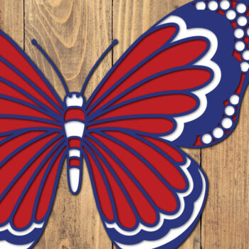 Intra απο ξύλο plywood 3mm-4mm πάχος 4 Ιουλίου Patriotic Butterfly  Δίασταση 1500x1500 cm INTRAFABR-124909028 - Image 1