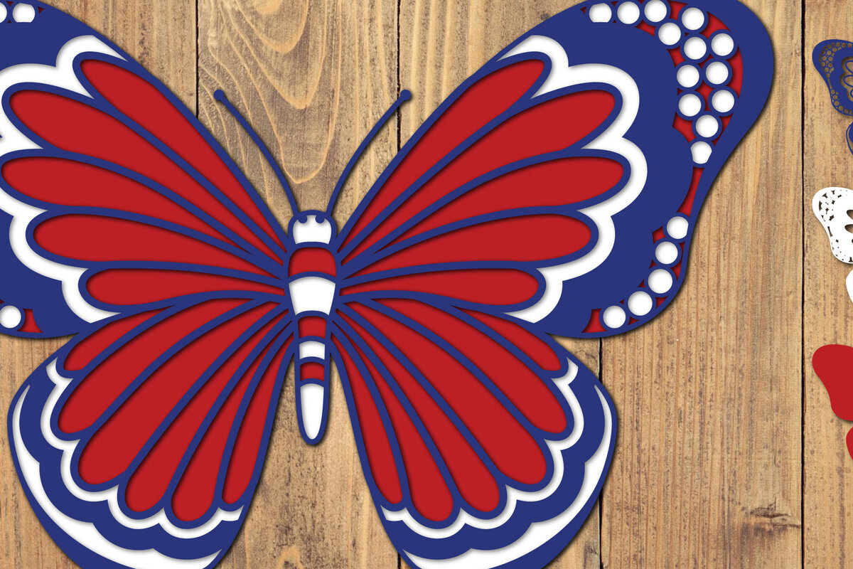 Intra απο ξύλο plywood 3mm-4mm πάχος 4 Ιουλίου Patriotic Butterfly  Δίασταση 1500x1500 cm INTRAFABR-124909028