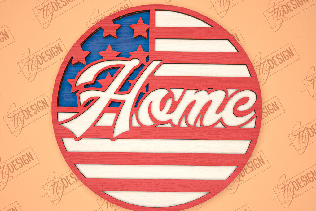 Intra απο ξύλο plywood 3mm-4mm πάχος Στρογγυλή πινακίδα 4ης Ιουλίου | Πατριωτικό σημάδι Δίασταση 30x20 cm INTRAFABR-98605759