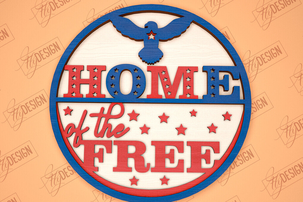 Intra απο ξύλο plywood 3mm-4mm πάχος Στρογγυλή πινακίδα 4ης Ιουλίου | Πατριωτικό σημάδι Δίασταση 30x20 cm INTRAFABR-98605782