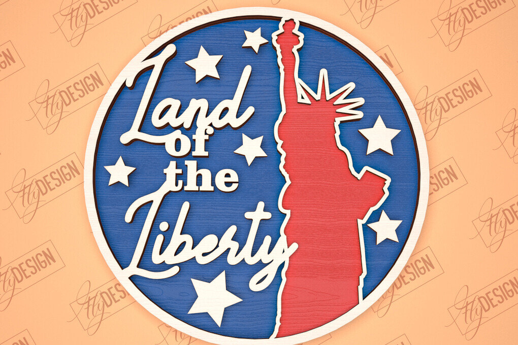 Intra απο ξύλο plywood 3mm-4mm πάχος Στρογγυλή πινακίδα 4ης Ιουλίου | Πατριωτικό σημάδι Δίασταση 30x20 cm INTRAFABR-98605787