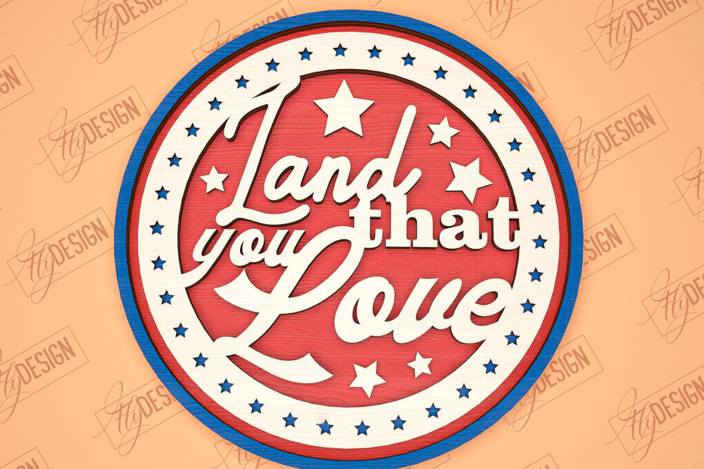 Intra απο ξύλο plywood 3mm-4mm πάχος Στρογγυλή πινακίδα 4ης Ιουλίου | Πατριωτικό σημάδι Δίασταση 30x20 cm INTRAFABR-98605816