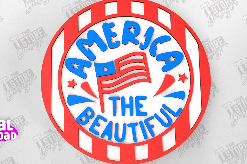 Intra απο ξύλο plywood 3mm-4mm πάχος Στρογγυλή πινακίδα 4ης Ιουλίου | Πατριωτικό σημάδι Δίασταση 30x20 cm INTRAFABR-98475767