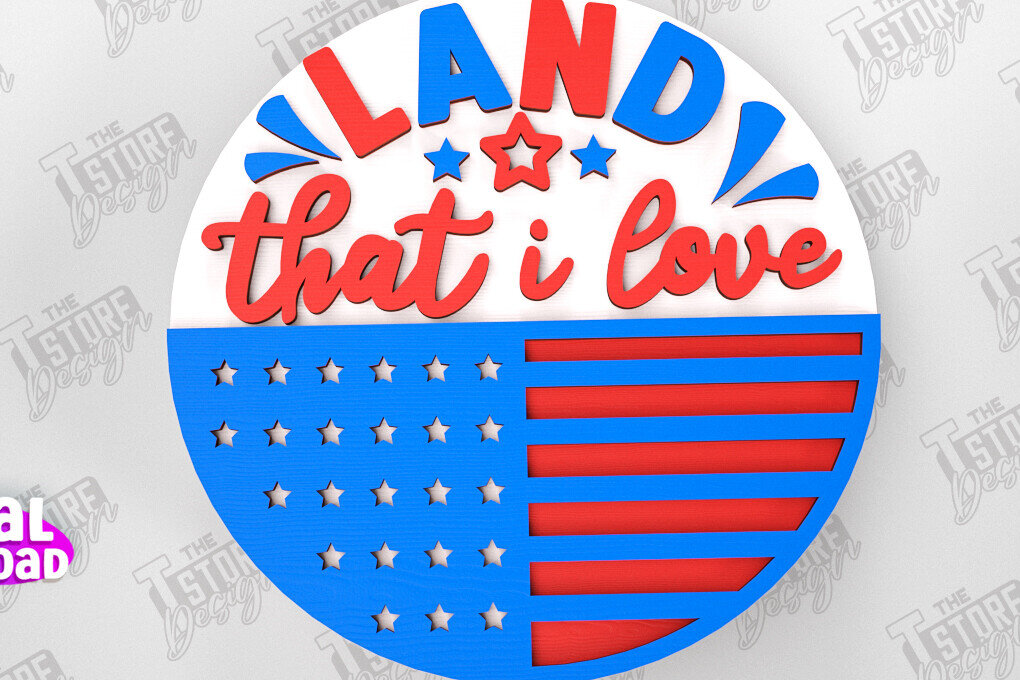 Intra απο ξύλο plywood 3mm-4mm πάχος Στρογγυλή πινακίδα 4ης Ιουλίου | Πατριωτικό σημάδι Δίασταση 30x20 cm INTRAFABR-98475775