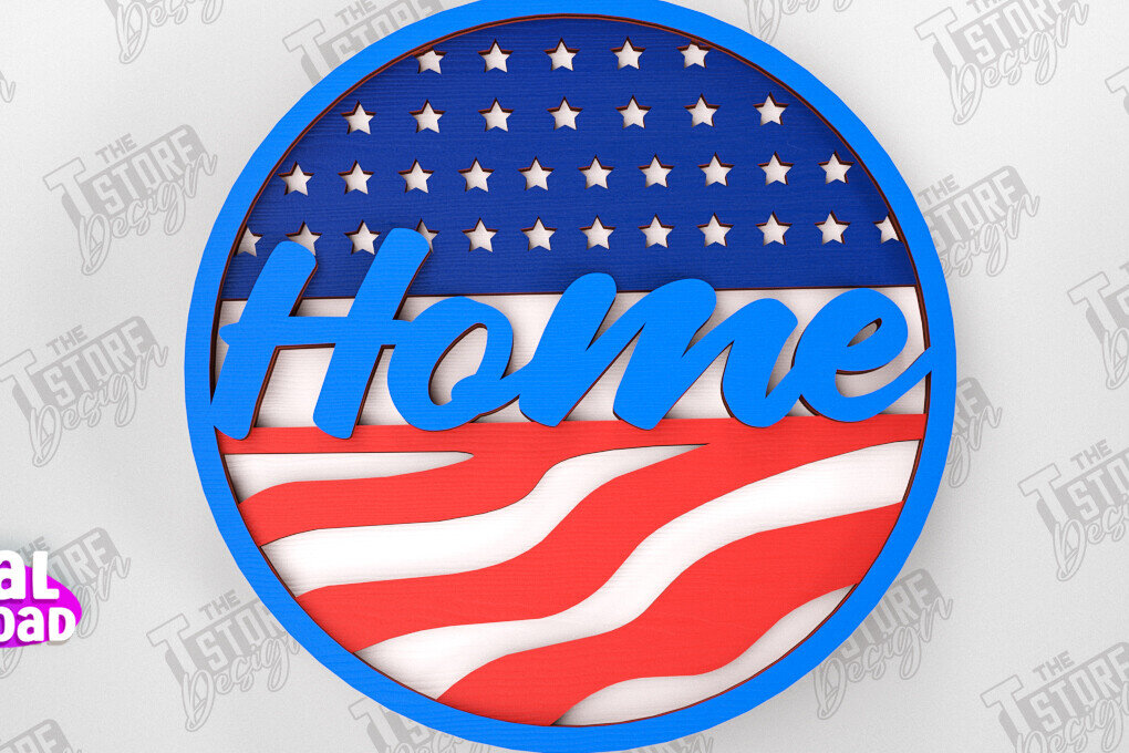 Intra απο ξύλο plywood 3mm-4mm πάχος Στρογγυλή πινακίδα 4ης Ιουλίου | Πατριωτικό σημάδι Δίασταση 30x20 cm INTRAFABR-98475782