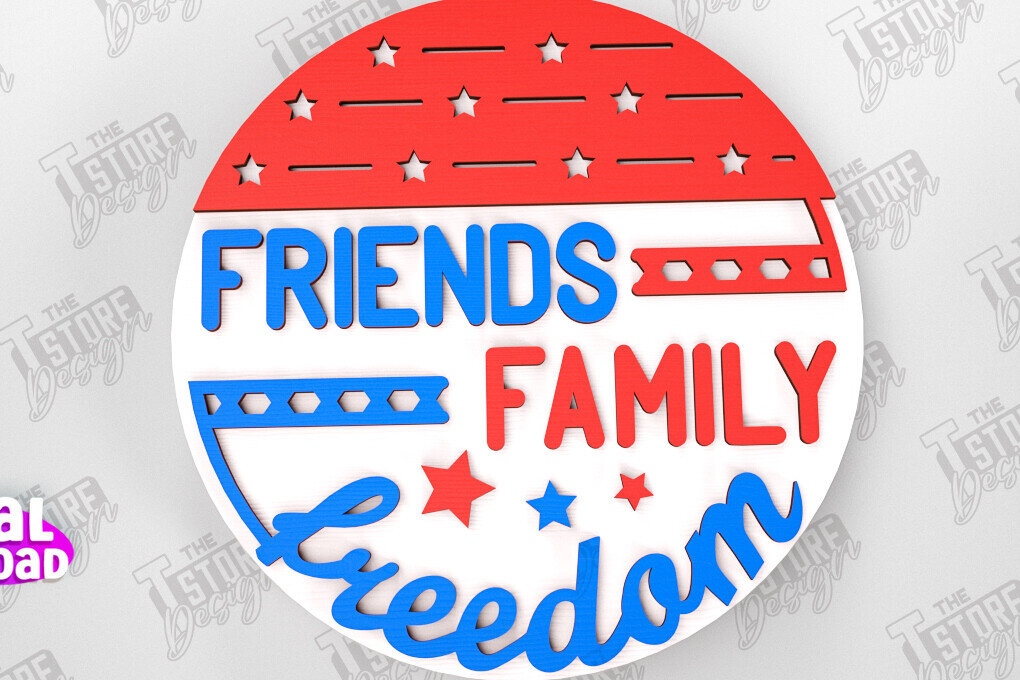 Intra απο ξύλο plywood 3mm-4mm πάχος Στρογγυλή πινακίδα 4ης Ιουλίου | Πατριωτικό σημάδι Δίασταση 30x20 cm INTRAFABR-98475791