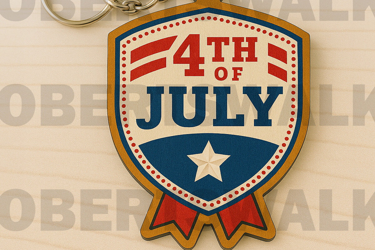 Intra απο ξύλο plywood 3mm-4mm πάχος 4 Ιουλίου Shield Keychain Δίασταση 6x6 cm INTRAFABR-122880405