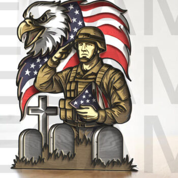 Intra απο ξύλο plywood 3mm-4mm πάχος 4 Ιουλίου Αφιέρωμα Στρατιώτη Δίασταση 30x20 cm INTRAFABR-122866938 - Image 2