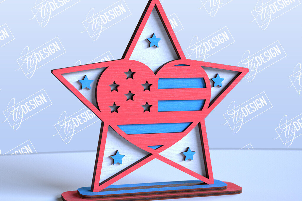 Intra απο ξύλο plywood 3mm-4mm πάχος 4 Ιουλίου Star Stand | Πατριωτικό αστέρι Δίασταση 15x15 cm INTRAFABR-98116322