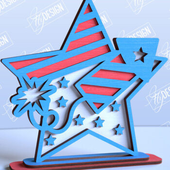 Intra απο ξύλο plywood 3mm-4mm πάχος 4 Ιουλίου Star Stand | Πατριωτικό αστέρι Δίασταση 15x15 cm INTRAFABR-98116336 - Image 1