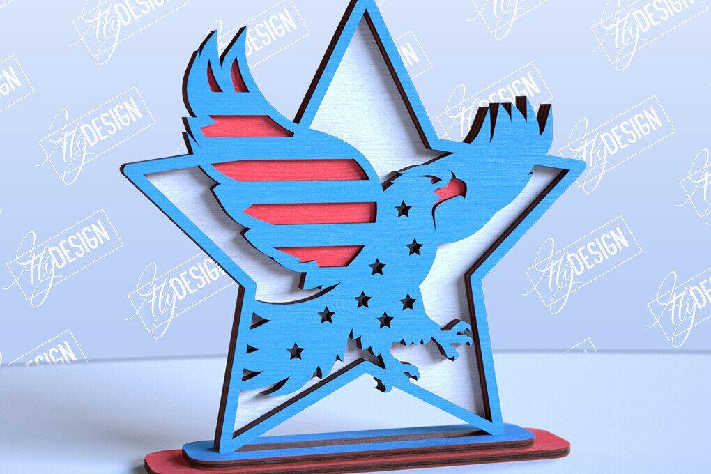 Intra απο ξύλο plywood 3mm-4mm πάχος 4 Ιουλίου Star Stand | Πατριωτικό αστέρι Δίασταση 15x15 cm INTRAFABR-98116349