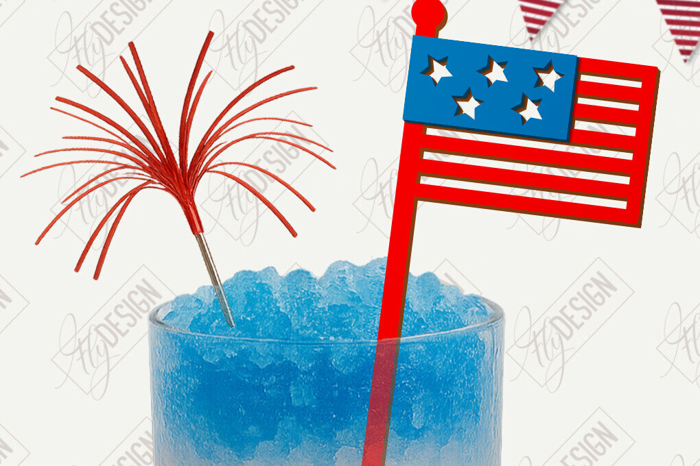 Intra απο ξύλο plywood 3mm-4mm πάχος 4 Ιουλίου Sticks Stirring Drink | CNC Δίασταση 15x15 cm INTRAFABR-122084899