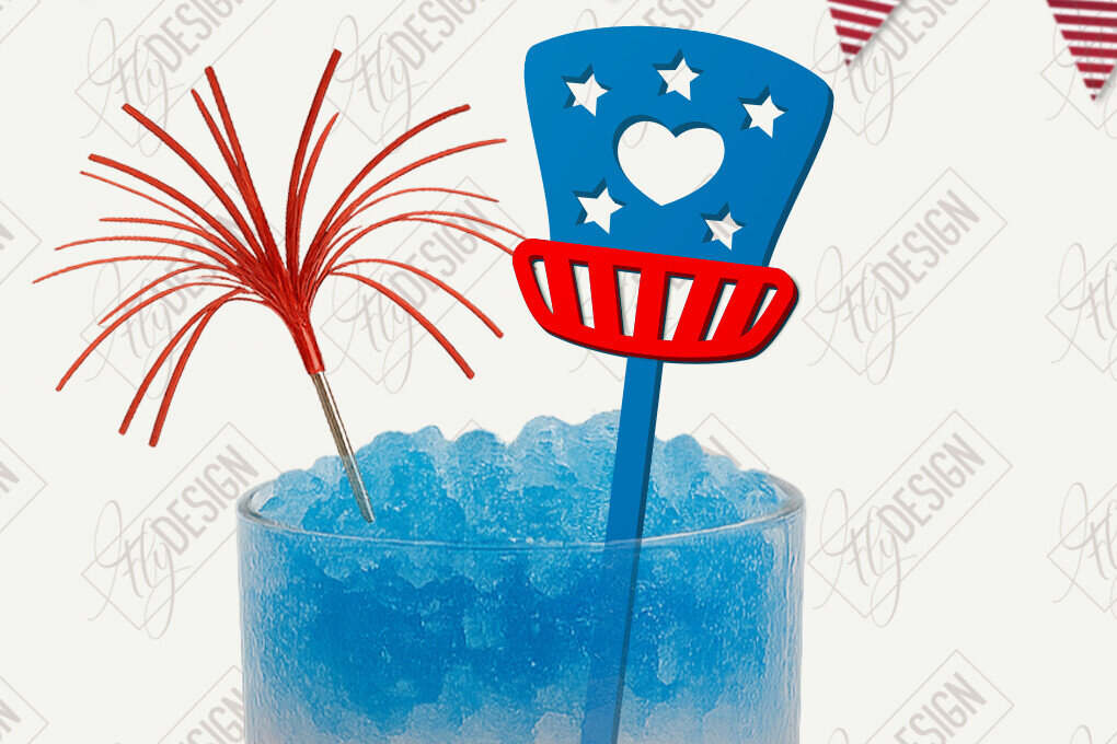 Intra απο ξύλο plywood 3mm-4mm πάχος 4 Ιουλίου Sticks Stirring Drink | CNC Δίασταση 15x15 cm INTRAFABR-121907194