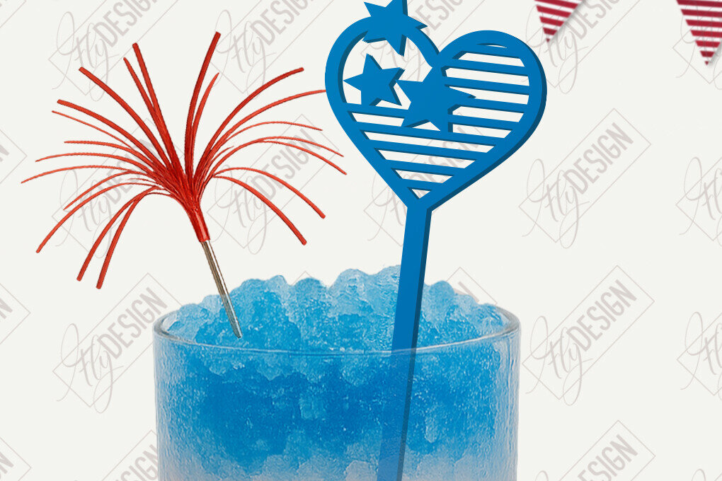 Intra απο ξύλο plywood 3mm-4mm πάχος 4 Ιουλίου Sticks Stirring Drink | CNC Δίασταση 15x15 cm INTRAFABR-121907202