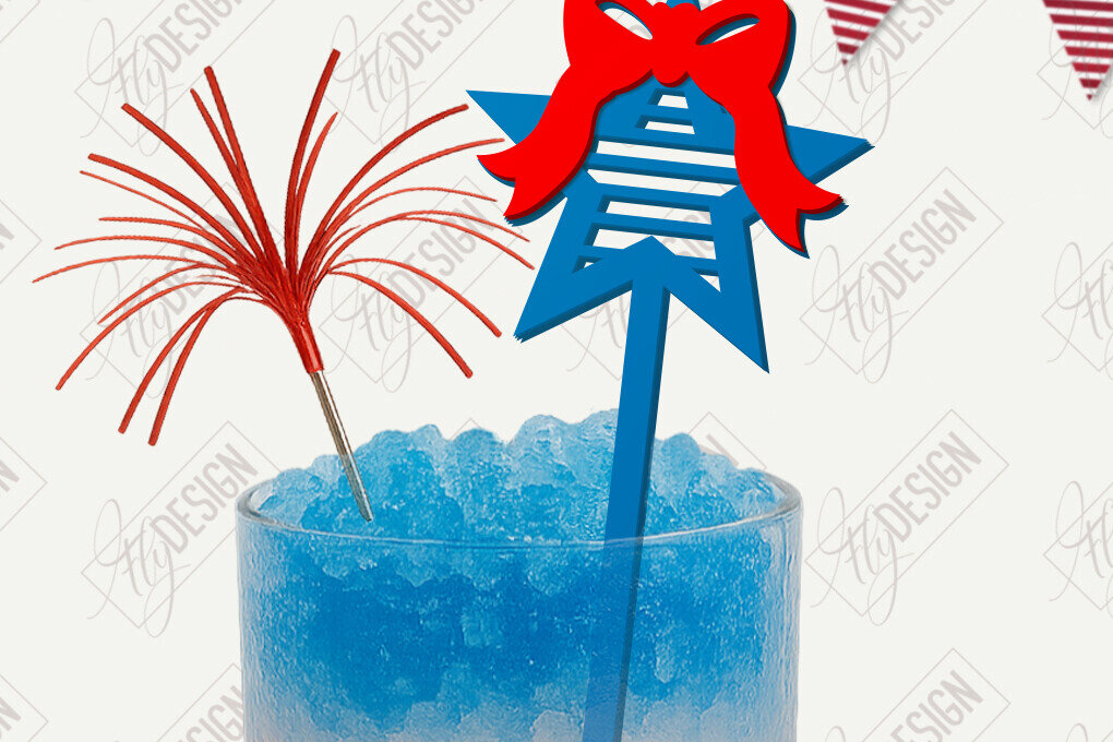 Intra απο ξύλο plywood 3mm-4mm πάχος 4 Ιουλίου Sticks Stirring Drink | CNC Δίασταση 15x15 cm INTRAFABR-122084895