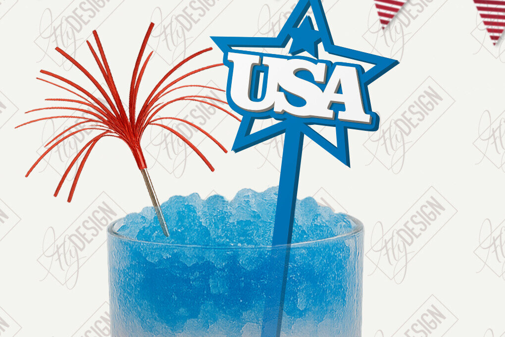 Intra απο ξύλο plywood 3mm-4mm πάχος 4 Ιουλίου Sticks Stirring Drink | CNC Δίασταση 15x15 cm INTRAFABR-121907192