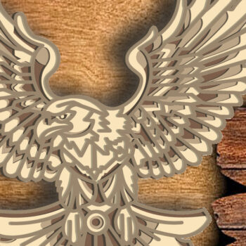 Intra απο ξύλο plywood 3mm-4mm πάχος 4 Ιουλίου , Patriotic Eagle , 3D Δίασταση 30x20 cm INTRAFABR-72315955 - Image 1