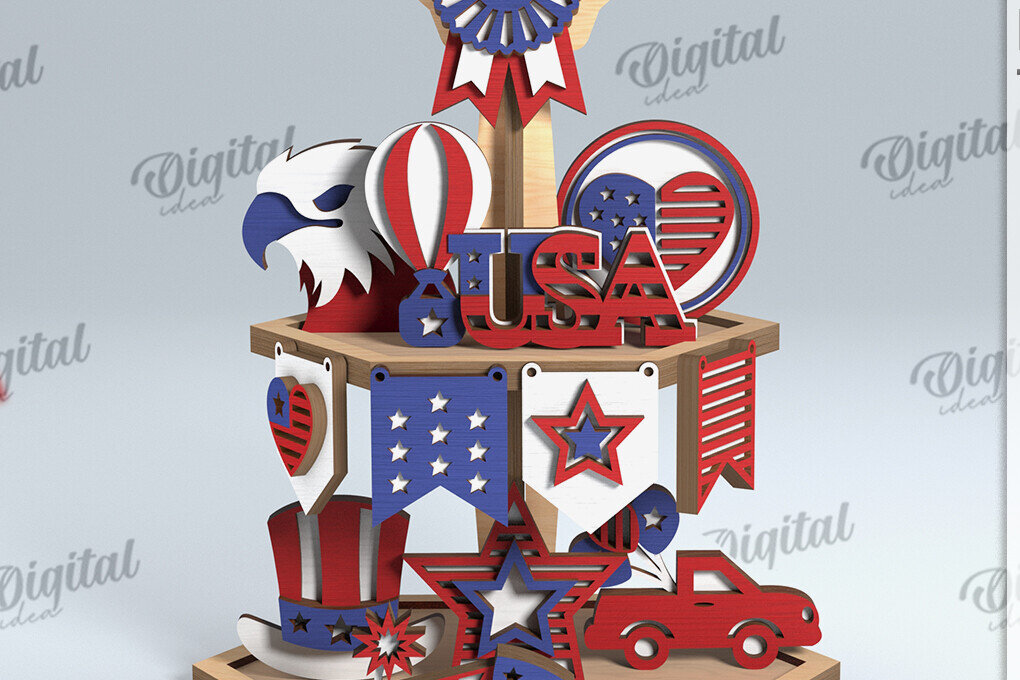 Intra απο ξύλο plywood 3mm-4mm πάχος Διακόσμησης Δίσκων 4ης Ιουλίου Δίασταση 30x20 cm INTRAFABR-122002082