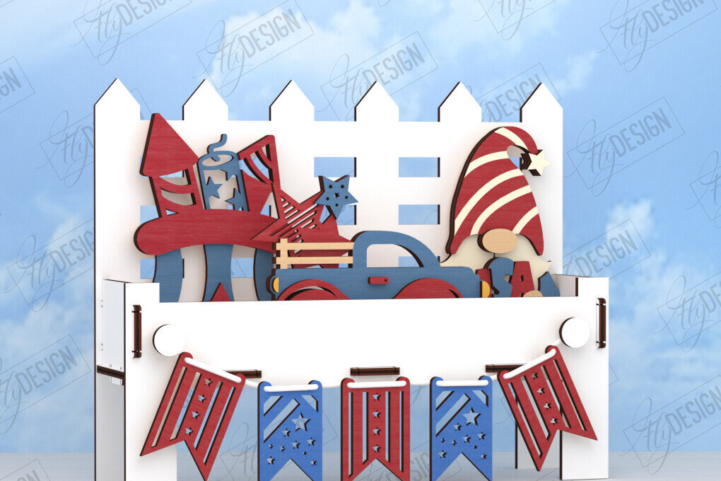 Intra απο ξύλο plywood 3mm-4mm πάχος 4 Ιουλίου με κλιμακωτό δίσκο | CNC Δίασταση 15x15 cm INTRAFABR-122081088