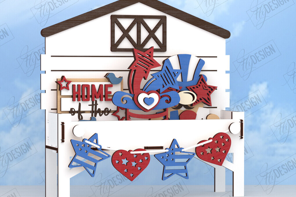 Intra απο ξύλο plywood 3mm-4mm πάχος 4 Ιουλίου με κλιμακωτό δίσκο | CNC Δίασταση 15x15 cm INTRAFABR-122081093