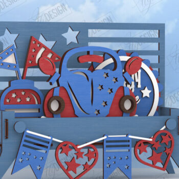 Intra απο ξύλο plywood 3mm-4mm πάχος 4 Ιουλίου με κλιμακωτό δίσκο | CNC Δίασταση 15x15 cm INTRAFABR-122081103 - Image 1