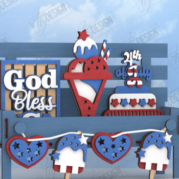 Intra απο ξύλο plywood 3mm-4mm πάχος 4 Ιουλίου με κλιμακωτό δίσκο | CNC Δίασταση 15x15 cm INTRAFABR-122081087 - Image 1