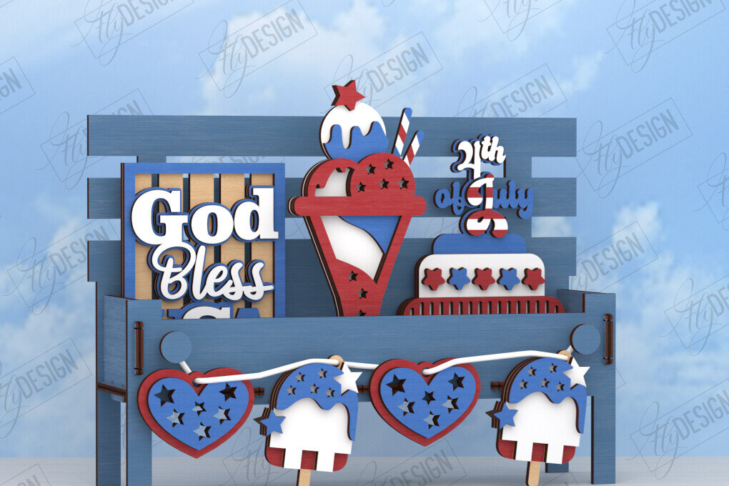 Intra απο ξύλο plywood 3mm-4mm πάχος 4 Ιουλίου με κλιμακωτό δίσκο | CNC Δίασταση 15x15 cm INTRAFABR-122081087