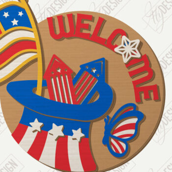 Intra απο ξύλο plywood 3mm-4mm πάχος κοπής με λέιζερ διακόσμησης τοίχου 4 Ιουλίου Δίασταση 30x20 cm INTRAFABR-122062069 - Image 5