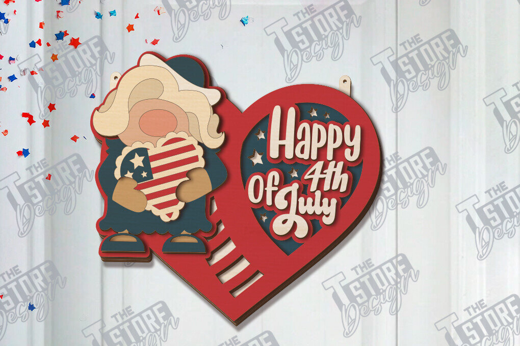 Intra απο ξύλο plywood 3mm-4mm πάχος 4 Ιουλίου Διακόσμηση τοίχου με λέιζερ | CNC Δίασταση 30x20 cm INTRAFABR-120839945