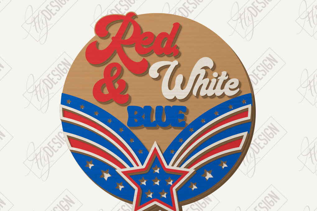 Intra απο ξύλο plywood 3mm-4mm πάχος 4 Ιουλίου Διακόσμηση τοίχου με λέιζερ | CNC Δίασταση 30x20 cm INTRAFABR-121607580