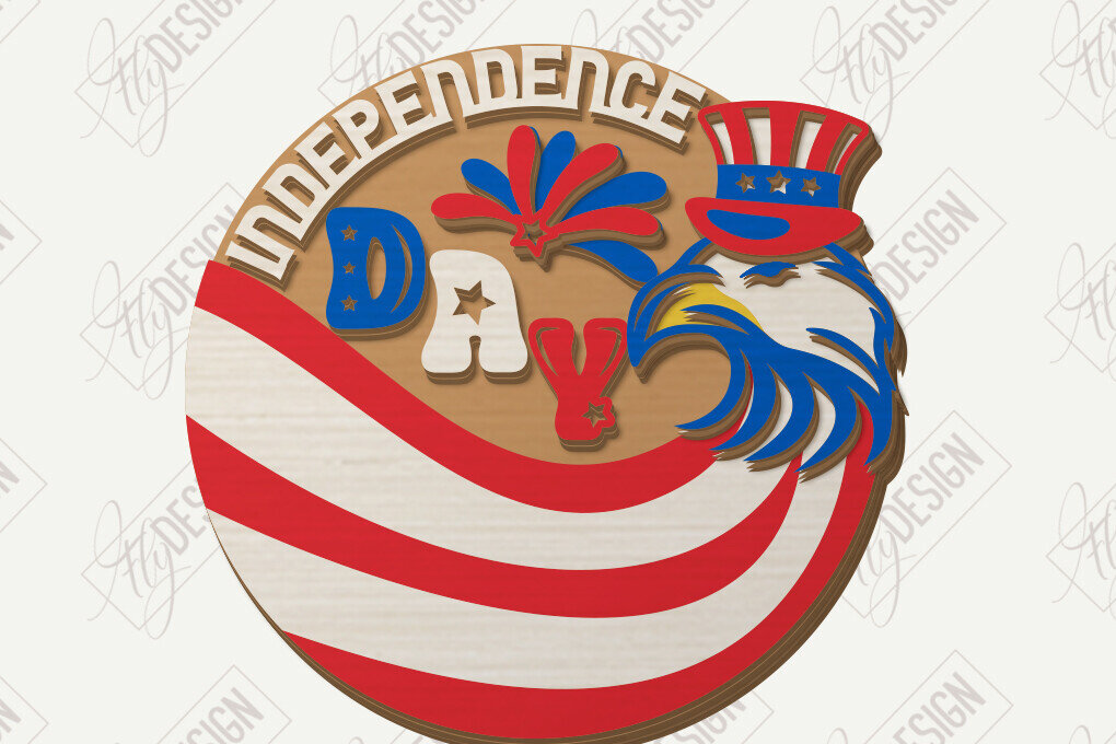 Intra απο ξύλο plywood 3mm-4mm πάχος 4 Ιουλίου Διακόσμηση τοίχου με λέιζερ | CNC Δίασταση 30x20 cm INTRAFABR-121607585