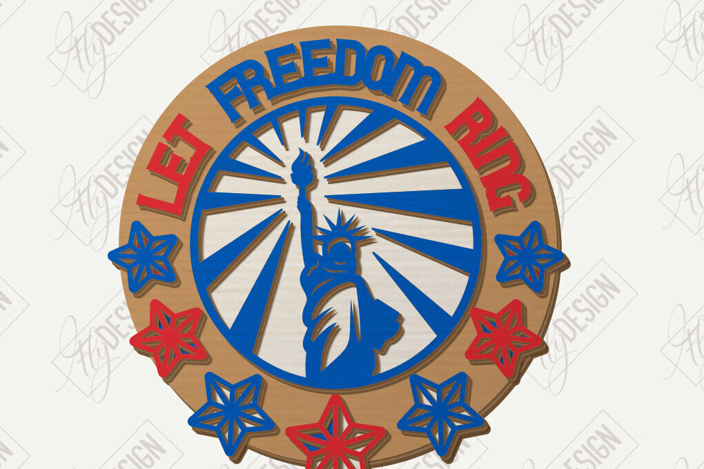 Intra απο ξύλο plywood 3mm-4mm πάχος 4 Ιουλίου Διακόσμηση τοίχου με λέιζερ | CNC Δίασταση 30x20 cm INTRAFABR-121607592