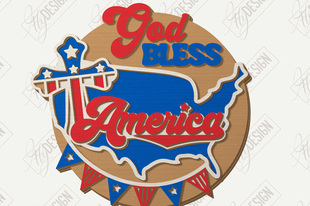 Intra απο ξύλο plywood 3mm-4mm πάχος 4 Ιουλίου Διακόσμηση τοίχου με λέιζερ | CNC Δίασταση 30x20 cm INTRAFABR-121607597