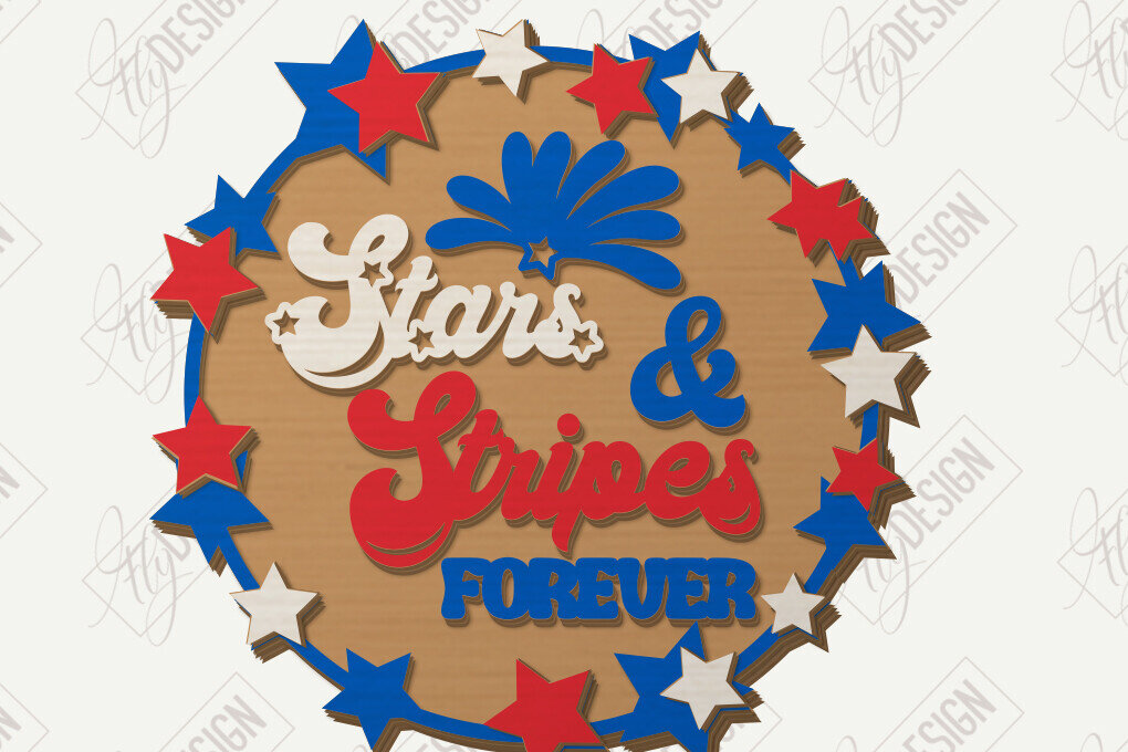 Intra απο ξύλο plywood 3mm-4mm πάχος 4 Ιουλίου Διακόσμηση τοίχου με λέιζερ | CNC Δίασταση 30x20 cm INTRAFABR-122061883