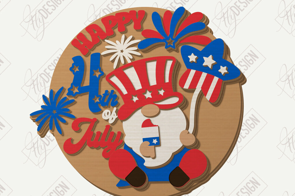 Intra απο ξύλο plywood 3mm-4mm πάχος 4 Ιουλίου Διακόσμηση τοίχου με λέιζερ | CNC Δίασταση 30x20 cm INTRAFABR-122061897