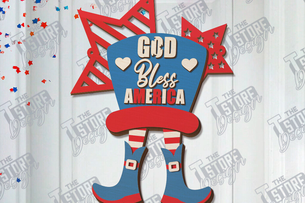 Intra απο ξύλο plywood 3mm-4mm πάχος 4 Ιουλίου Διακόσμηση τοίχου με λέιζερ | CNC Δίασταση 30x20 cm INTRAFABR-120839904