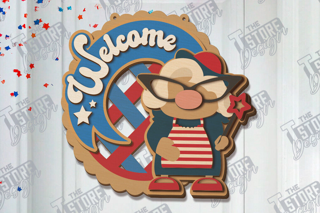 Intra απο ξύλο plywood 3mm-4mm πάχος 4 Ιουλίου Διακόσμηση τοίχου με λέιζερ | CNC Δίασταση 30x20 cm INTRAFABR-120839933