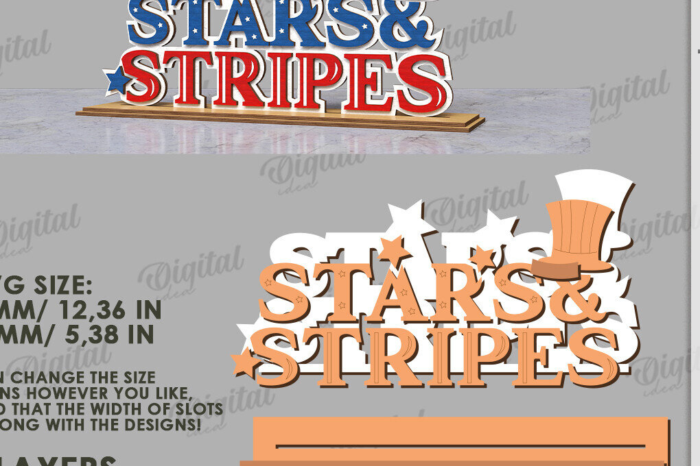 Intra απο ξύλο plywood 3mm-4mm πάχος 4 Ιουλίου Word Stand Απο Δίασταση 30x20 cm INTRAFABR-120427669 - Image 2