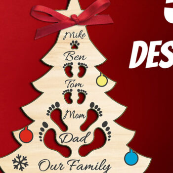 Intra απο ξύλο plywood 3mm-4mm πάχος 5 Διακοπές οικογενειακού χριστουγεννιάτικου δέντρου Δίασταση 8x8 cm INTRAFABR-109039233 - Image 1