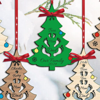 Intra απο ξύλο plywood 3mm-4mm πάχος 5 Διακοπές οικογενειακού χριστουγεννιάτικου δέντρου Δίασταση 8x8 cm INTRAFABR-109039233 - Image 2